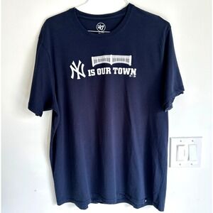 47 Brand New York‎ Yankees Short Sleeve T-Shirt-Blue-Men's SZ XXL-NY IS OUR TOWN